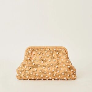 BTB Los Angeles Briar Pearl Clutch NWT Straw & Pearls
